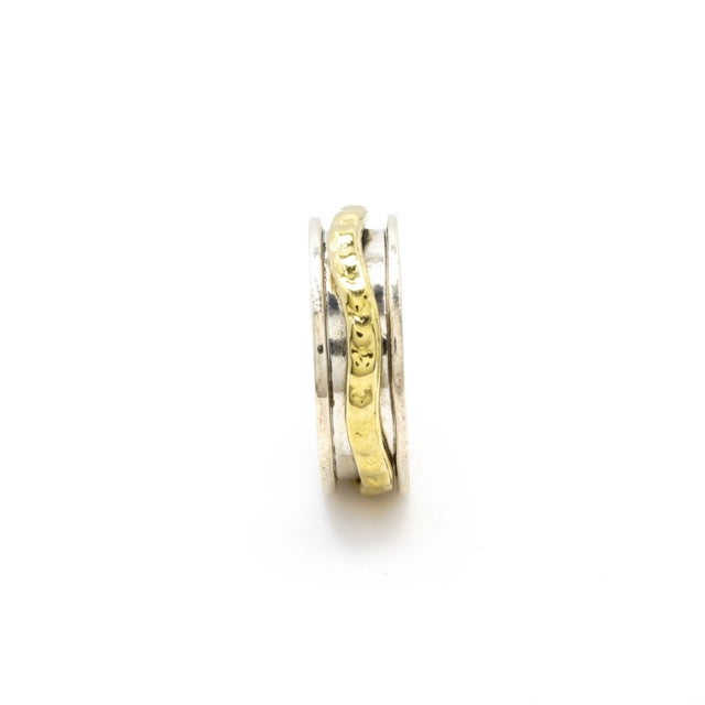 Spiral Gold in Border Fluid Ring | Hallmark 925 Silver