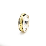 Spiral Gold in Border Fluid Ring | Hallmark 925 Silver