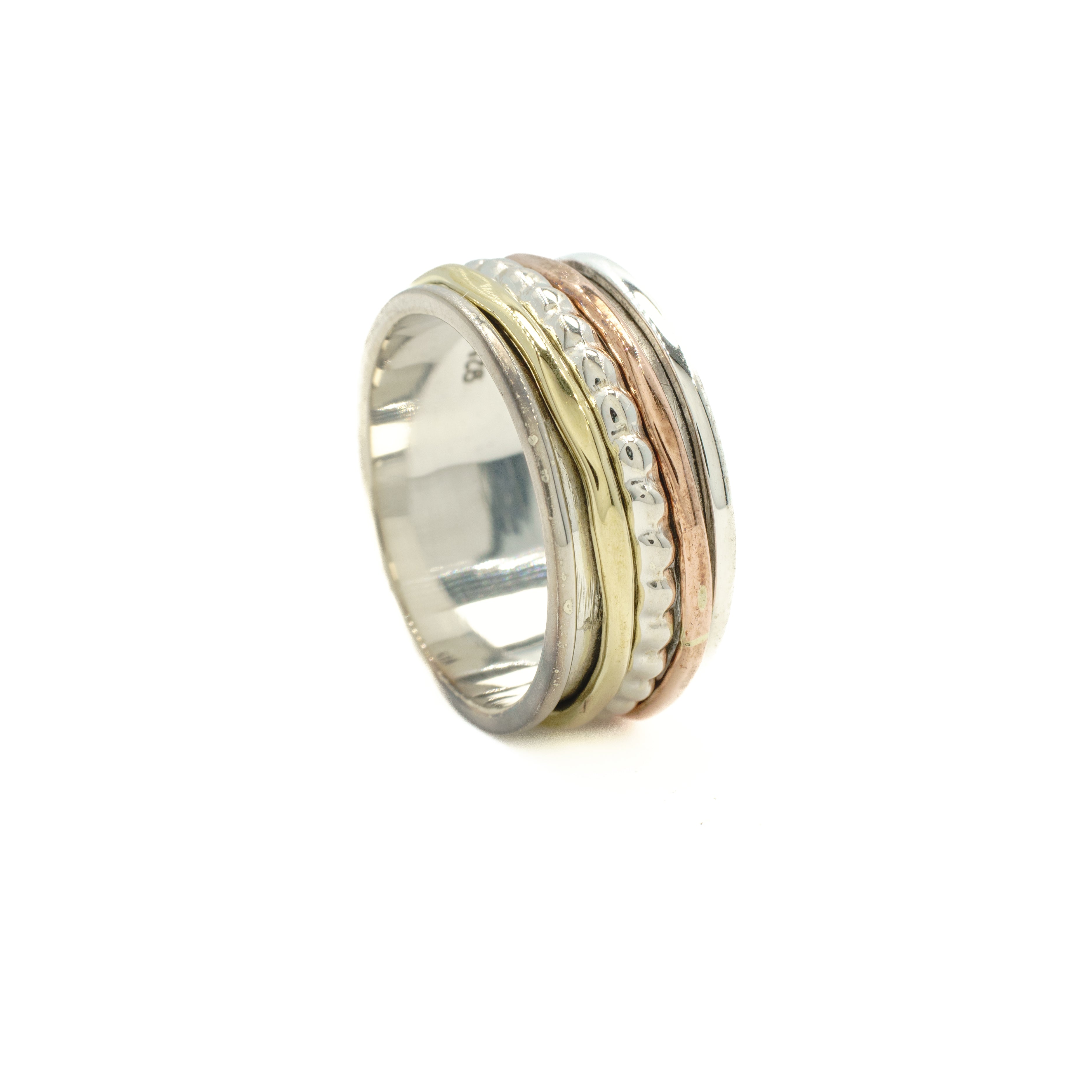 Beaded Pentastripe Fluid Ring | Hallmark 925 Silver