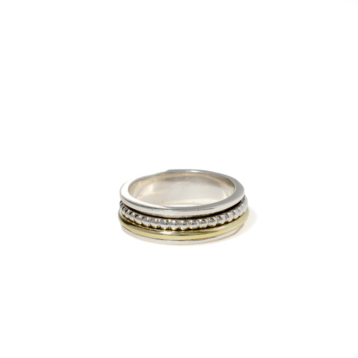 Beaded Silver & Gold Fluid Ring | Hallmark 925 Silver