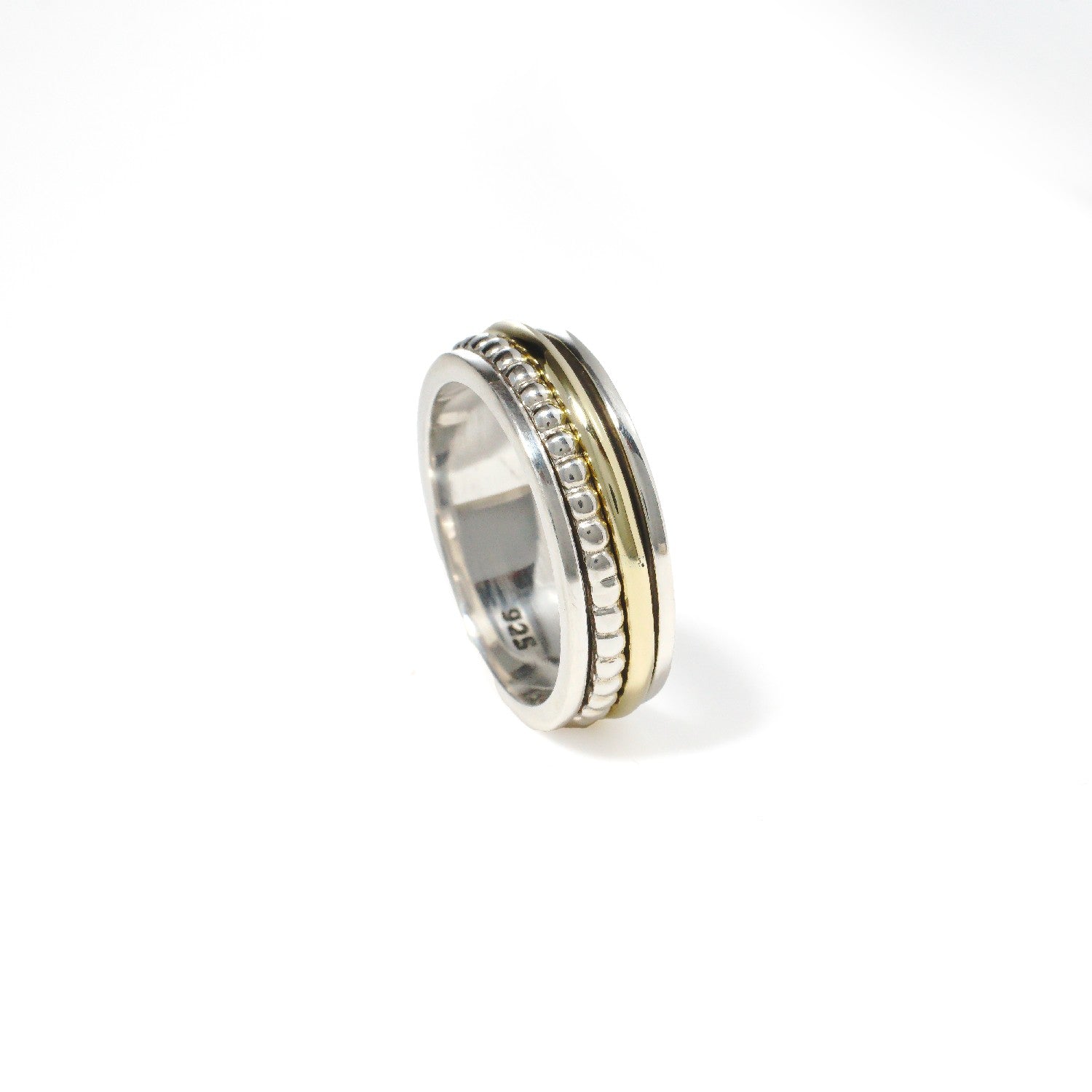 Beaded Silver & Gold Fluid Ring | Hallmark 925 Silver