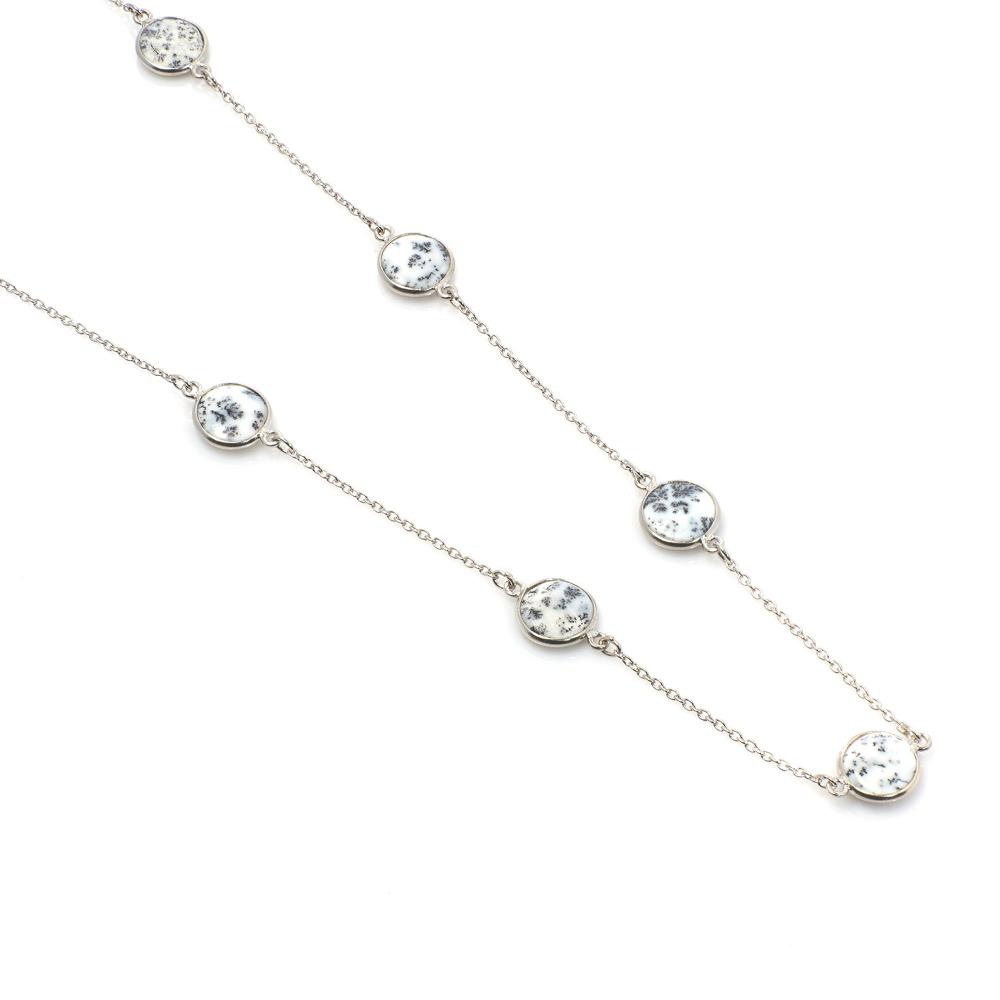 Dendrite Agate Gemstone Necklace | 925 Silver for Woman