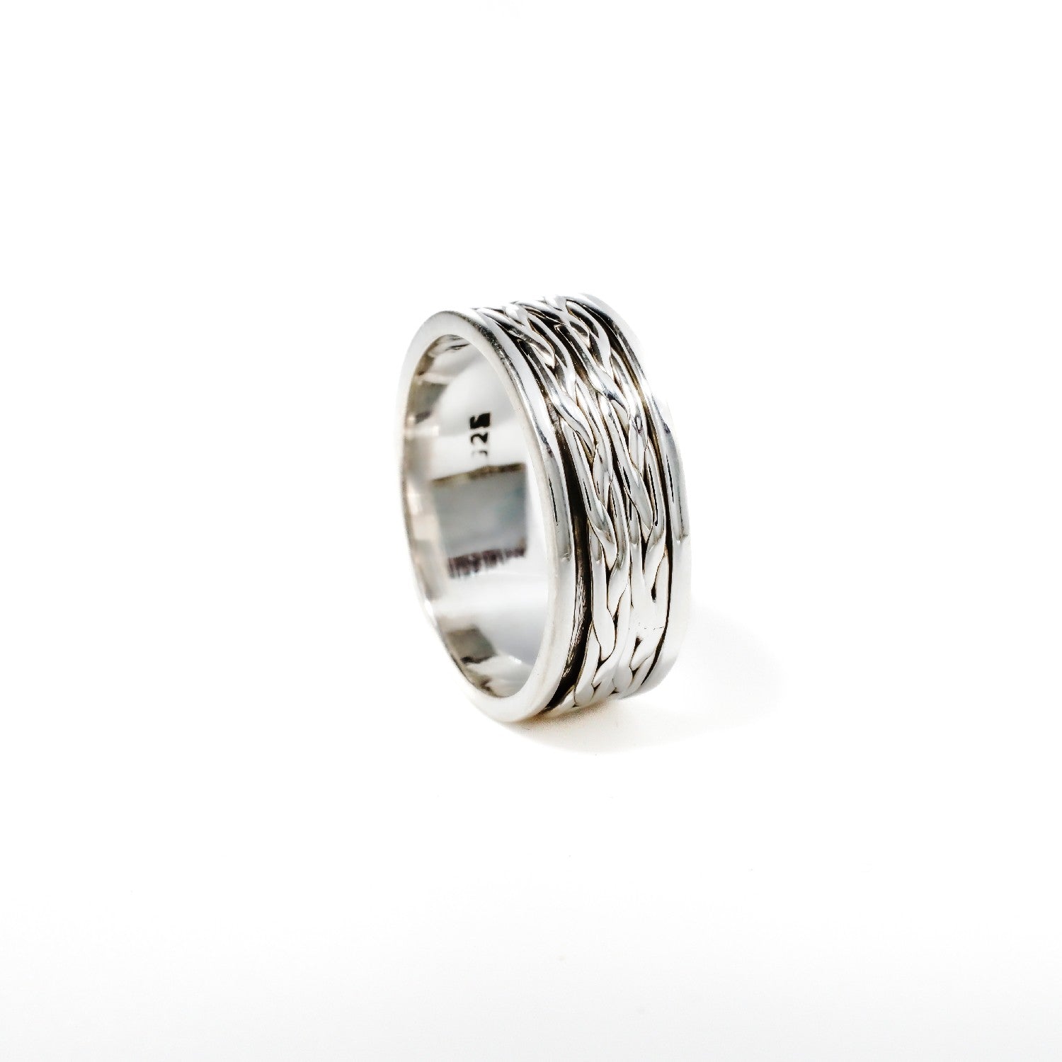 Double Flat Braid Fluid | 925 Silver Couple Ring