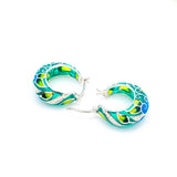 Silver earring, silver earring for women, Beautiful Silver earring, Oprata earrings, colorful hoops, 3d earring