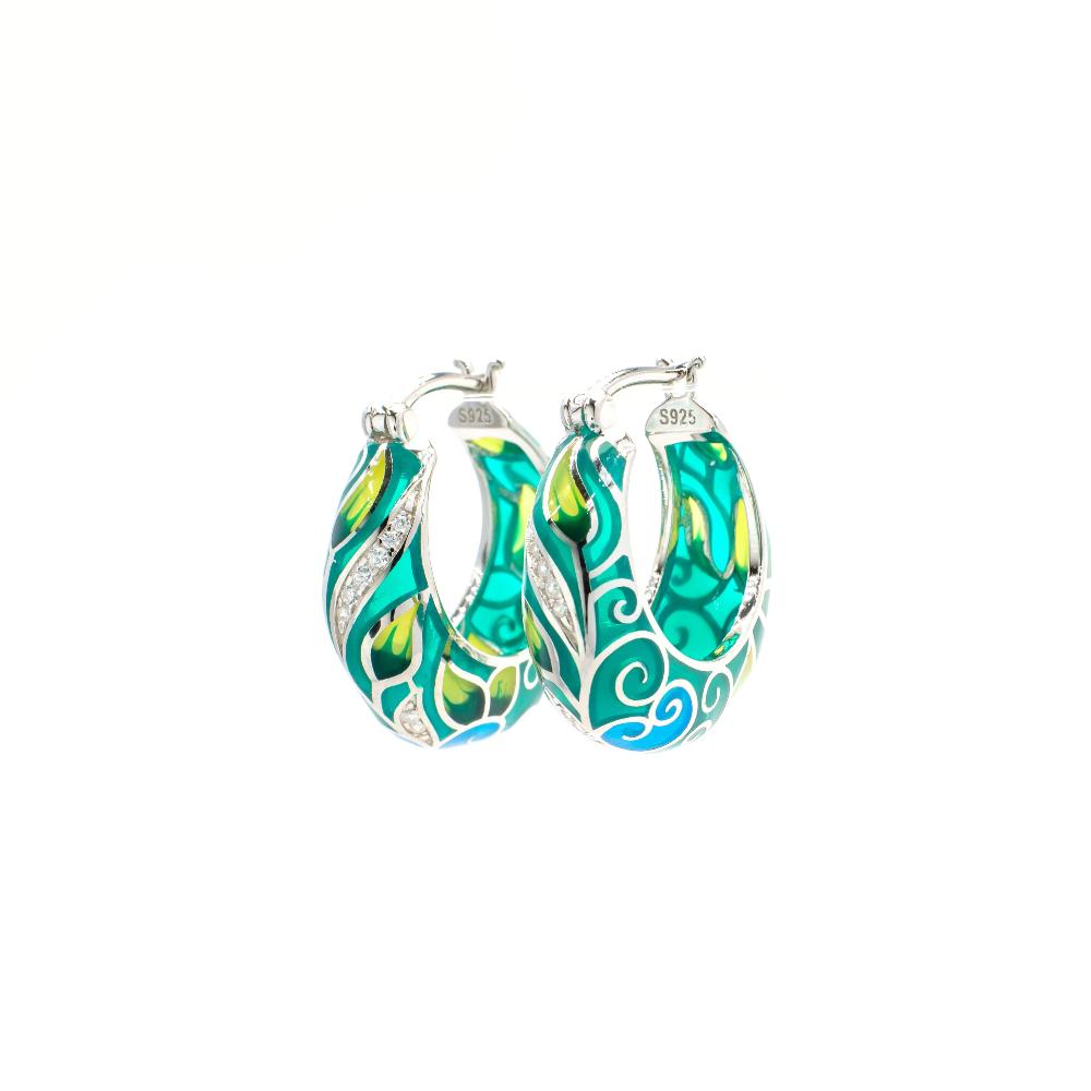 Silver earring, silver earring for women, Beautiful Silver earring, Oprata earrings, colorful hoops, 3d earring
