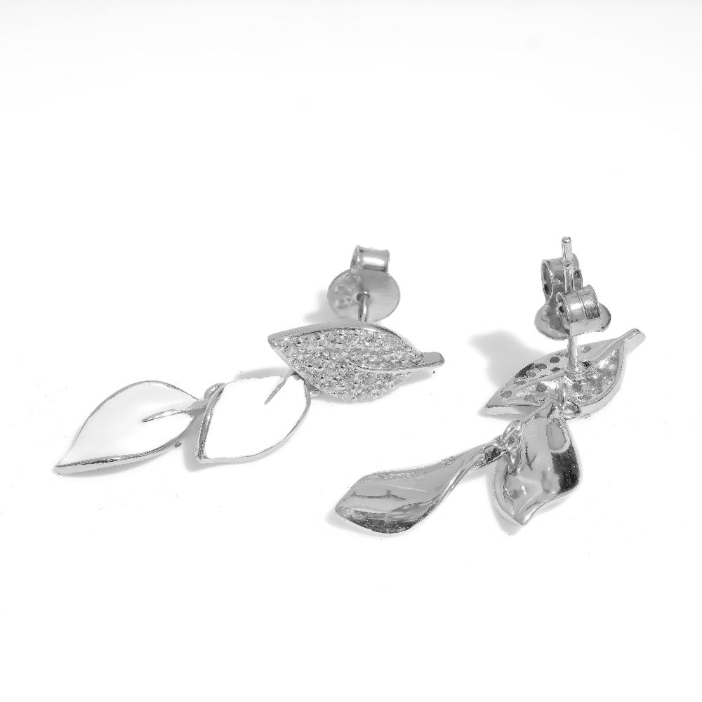 Silver earring, silver earring for women, Beautiful Silver earring, Oprata earrings, colorful hoops, 3d leaf earring, 