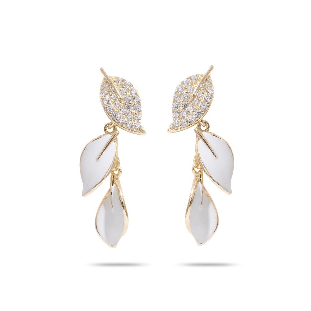 Silver earring, silver earring for women, Beautiful Silver earring, Oprata earrings, colorful hoops, 3d leaf earring, 