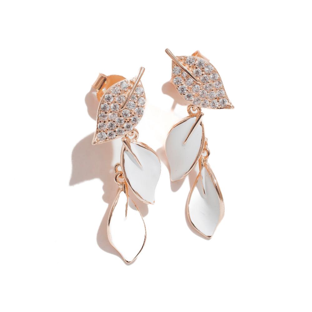 Silver earring, silver earring for women, Beautiful Silver earring, Oprata earrings, colorful hoops, 3d leaf earring, 