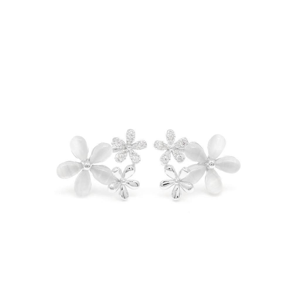 Silver earring, Silver earring for woman, Beautiful Silver earring, Oprata earring, flower earring, Nature earring, Pearl earrings
