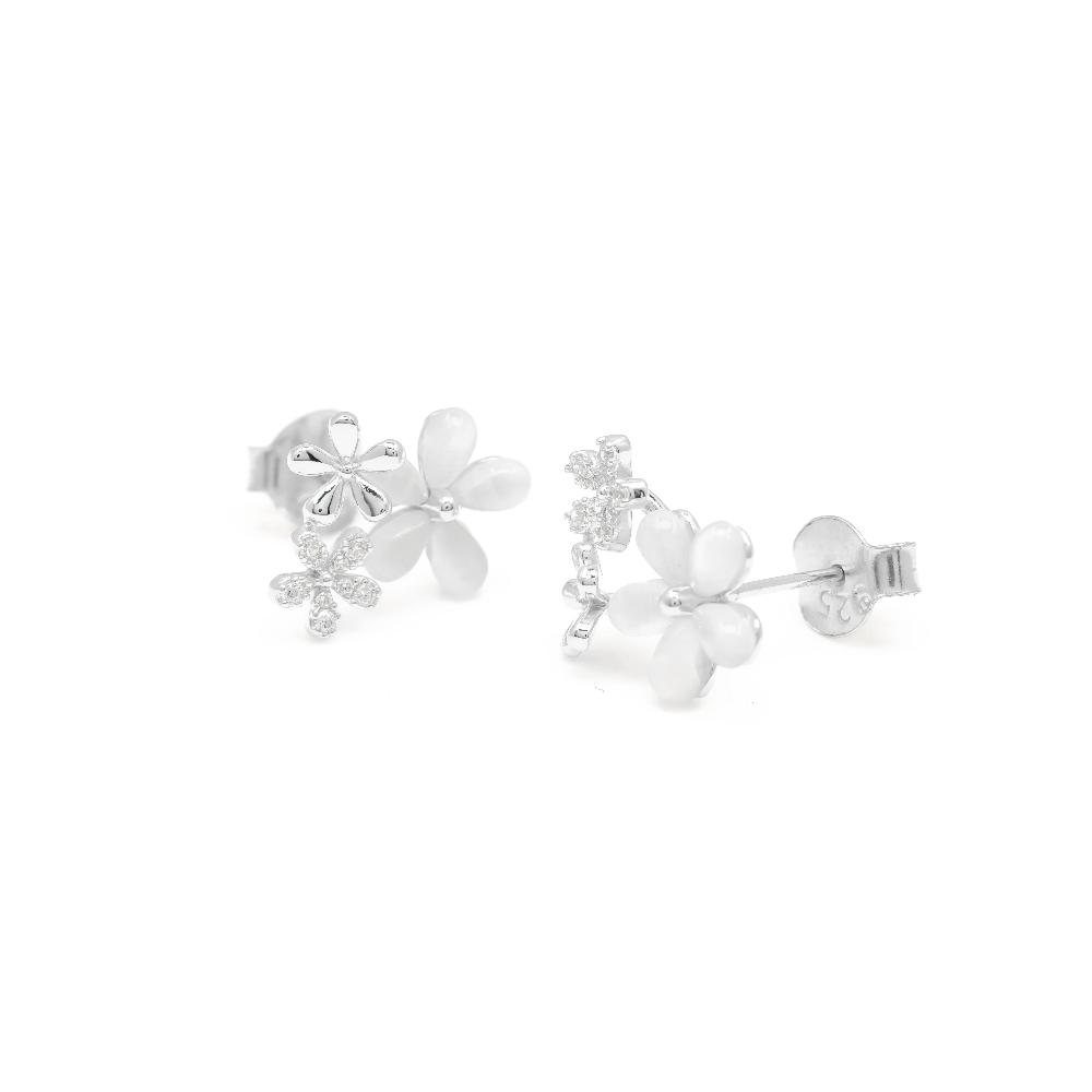 Silver earring, Silver earring for woman, Beautiful Silver earring, Oprata earring, flower earring, Nature earring, Pearl earrings