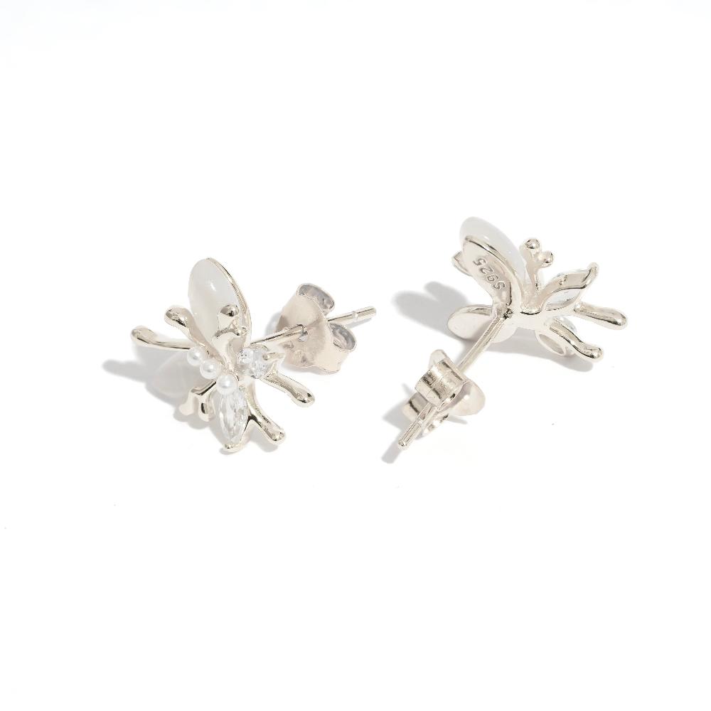 Silver earring, Silver earring for woman, Beautiful Silver earring, Oprata earring, flower earring, Nature earring, Pearl earrings