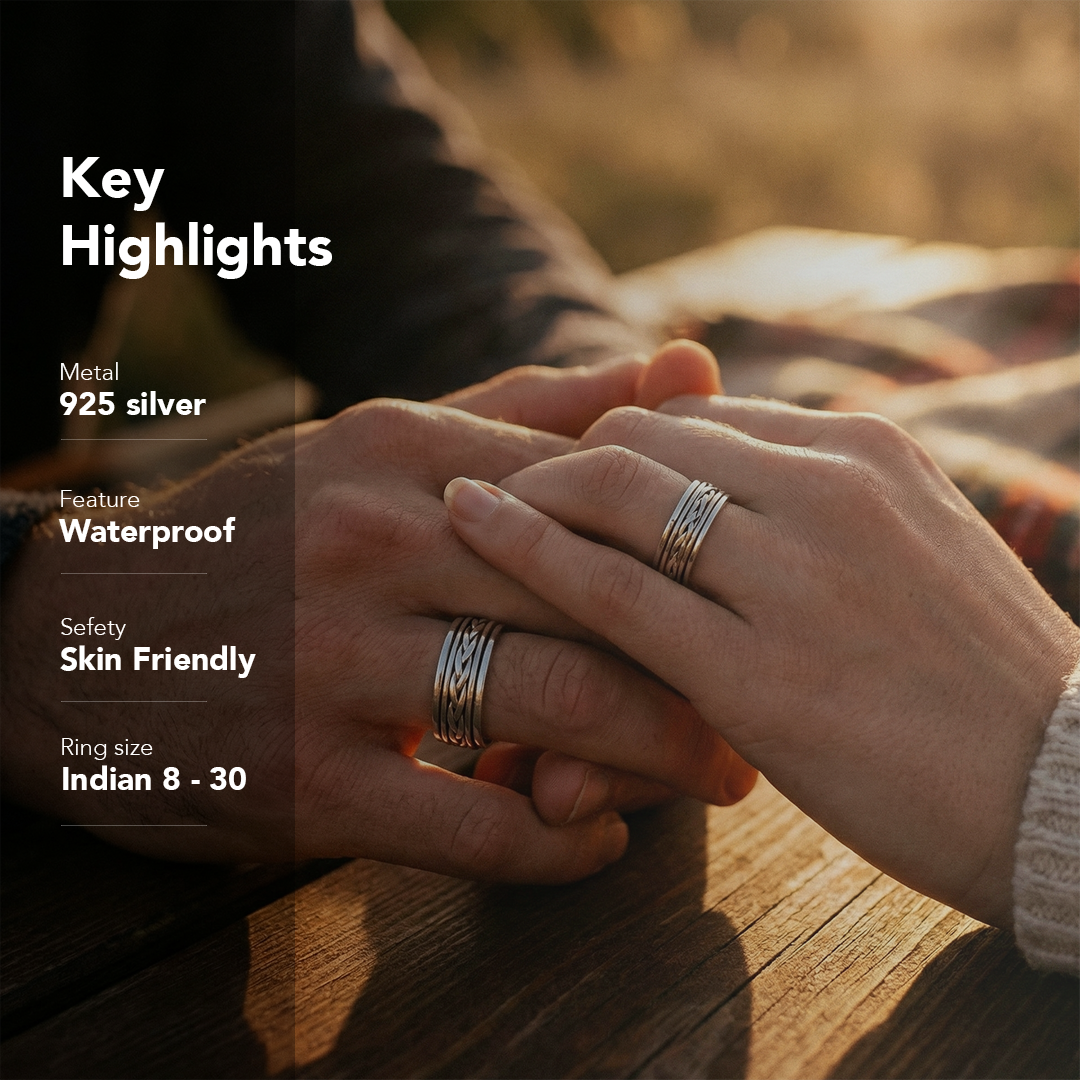 Flat Braid Fluid | 925 Silver Couple Ring