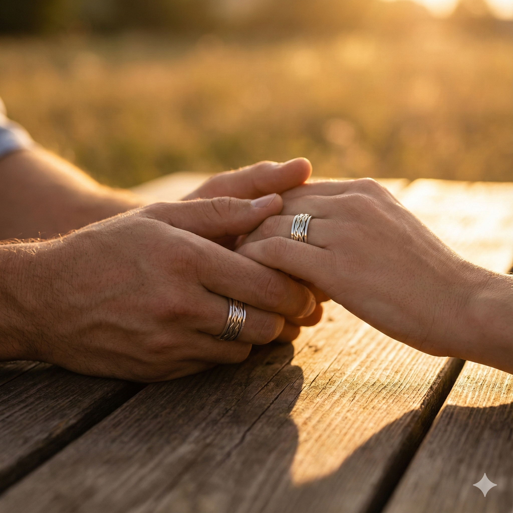 Double Flat Braid Fluid | 925 Silver Couple Ring