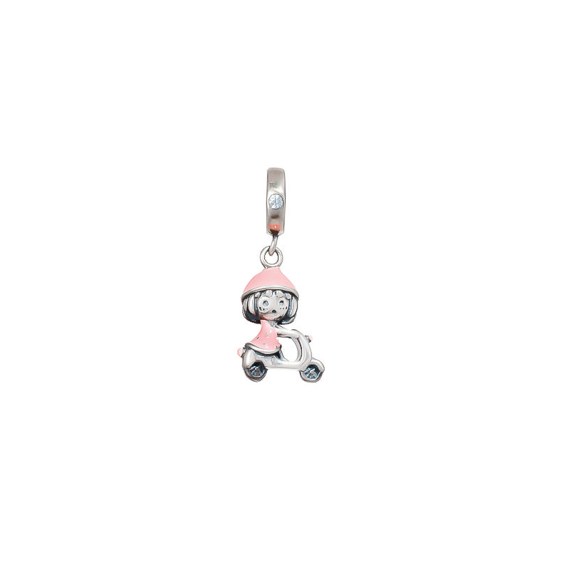 Girl on Scooty | 925 Silver charms for Bracelets / Chain