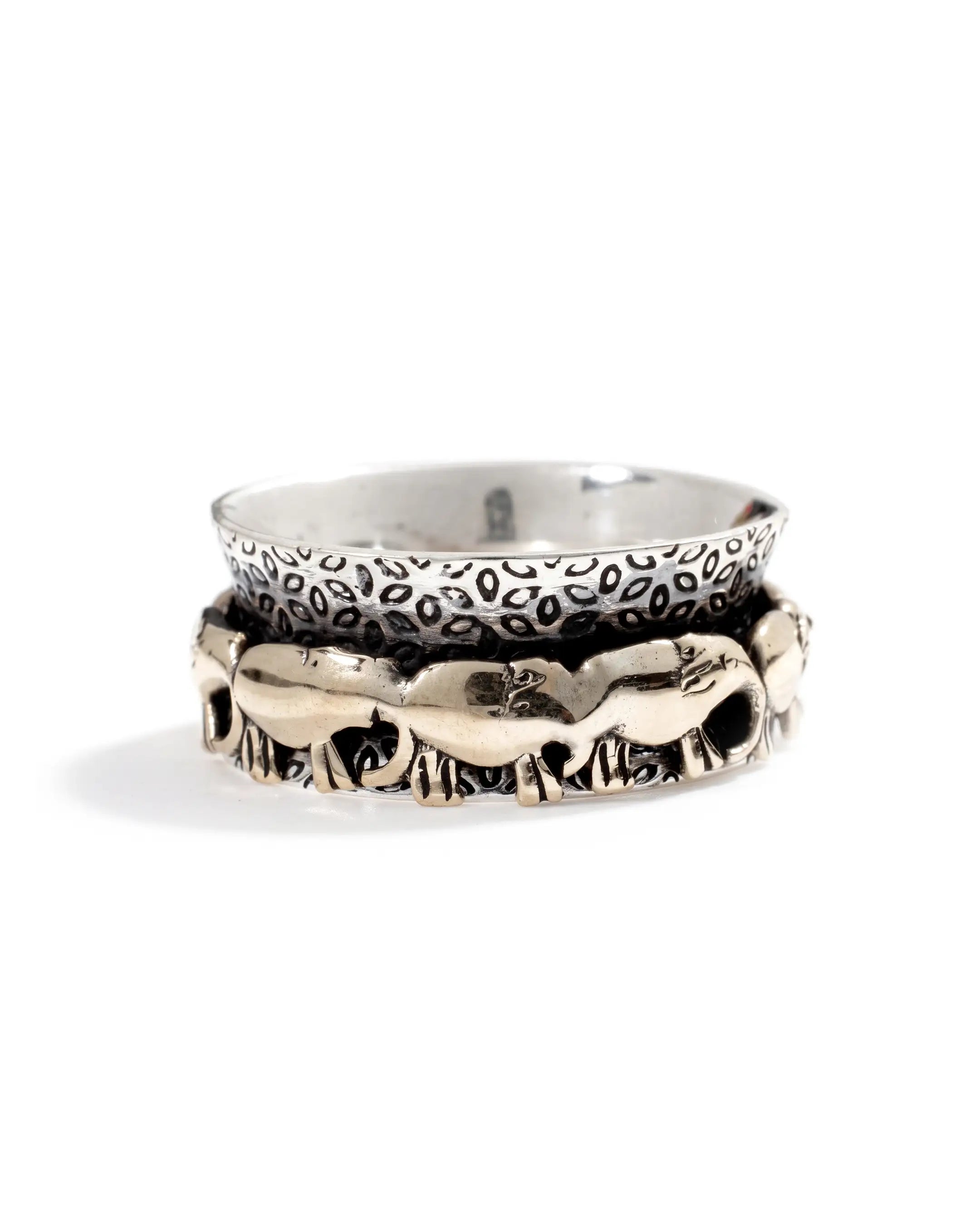 Golden Elephant Fluid | 925 Silver Ring for Women & Men