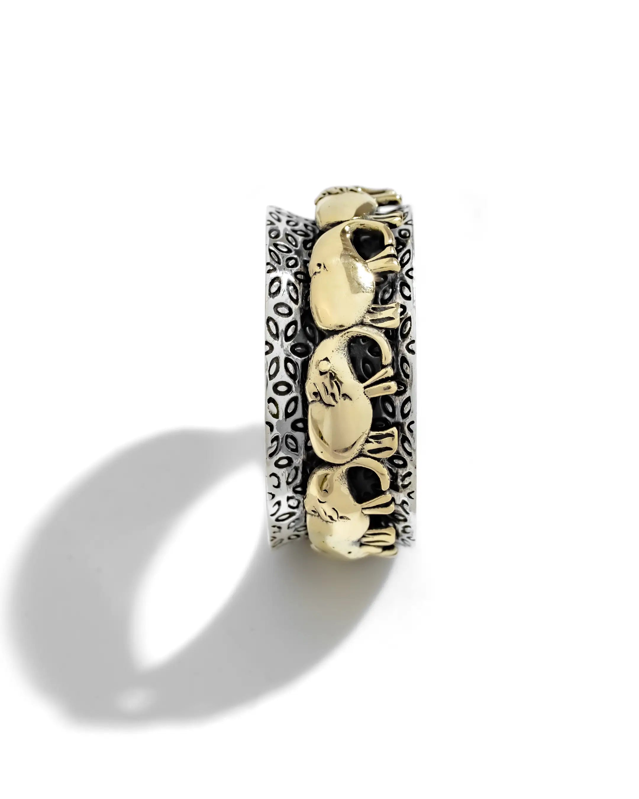 Golden Elephant Fluid | 925 Silver Ring for Women & Men