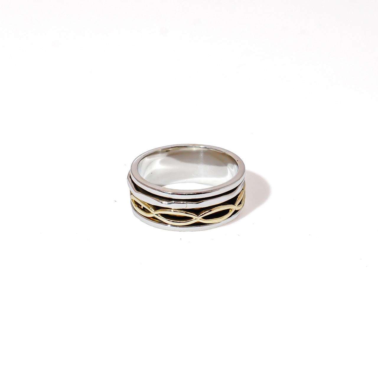 Golden Infinity Fluid | 925 Silver Ring for Women & Men