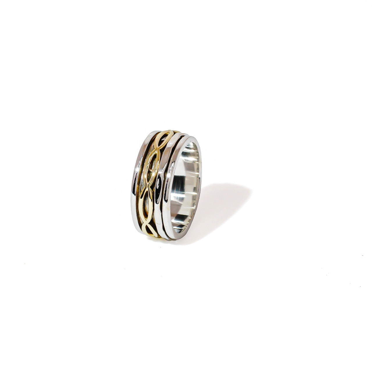 Golden Infinity Fluid | 925 Silver Ring for Women & Men