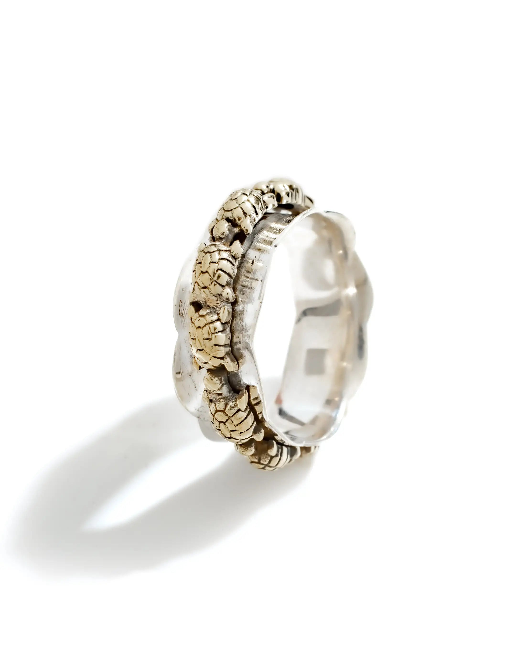 Golden Turtle Fluid | 925 Silver Ring for Women & Men
