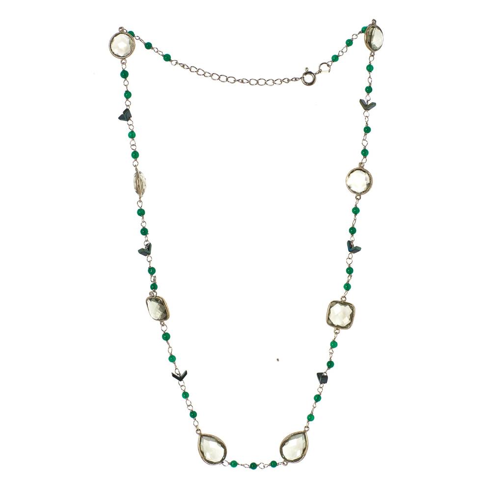 Green Amethyst Gemstone Necklace | 925 Silver for Woman