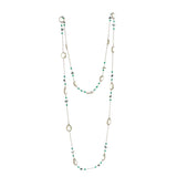 Green Amethyst Long Gemstone Necklace | 925 Silver for Woman