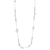 Green Amethyst Long Gemstone Necklace | 925 Silver for Woman