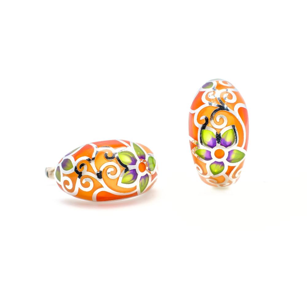 Silver earring, silver earring for women, Beautiful Silver earring, Oprata earrings, colorful hoops, 3d earring