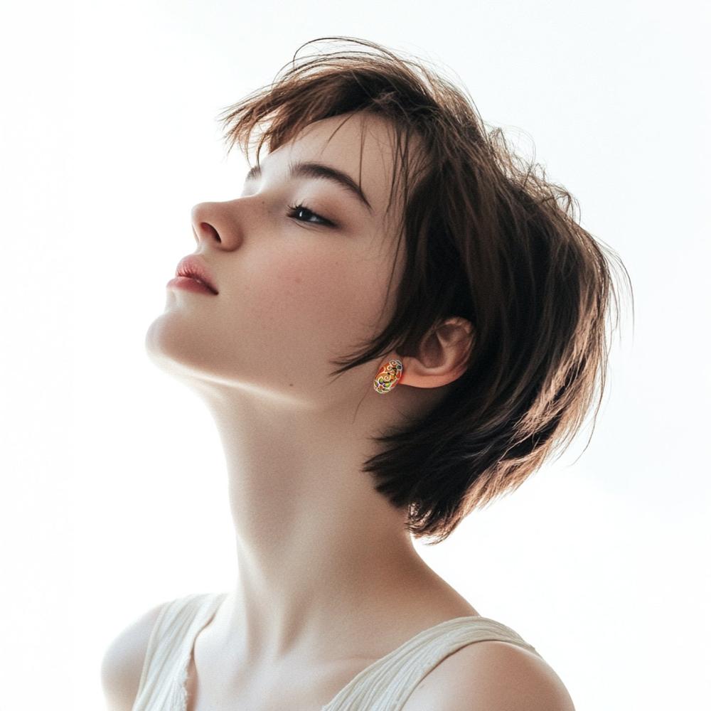 Silver earring, silver earring for women, Beautiful Silver earring, Oprata earrings, colorful hoops, 3d earring