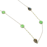Labradorite & Green Zade Long Gemstone Necklace | 925 Silver for Woman