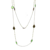 Labradorite & Green Zade Long Gemstone Necklace | 925 Silver for Woman