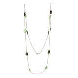 Labradorite & Green Zade Long Gemstone Necklace | 925 Silver for Woman