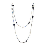 Lapis Lazuli & Crystal Long Gemstone Necklace | 925 Silver for Woman