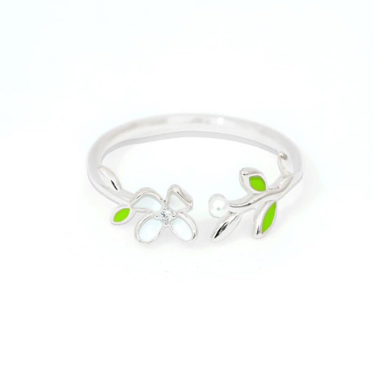 Silver ring, Silver ring for woman, Beautiful Silver ring, Oprata ring, flower ring, Nature ring, Pearl ring