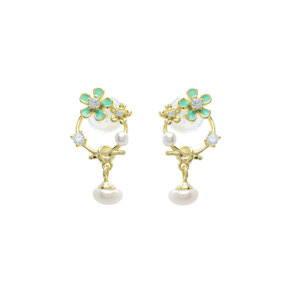 Silver earring, Silver earring for woman, Beautiful Silver earring, Oprata earring, flower earring, Nature earring, Pearl earrings