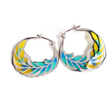 Silver earring, silver earring for women, Beautiful Silver earring, Oprata earrings, colorful hoops, 3d earring