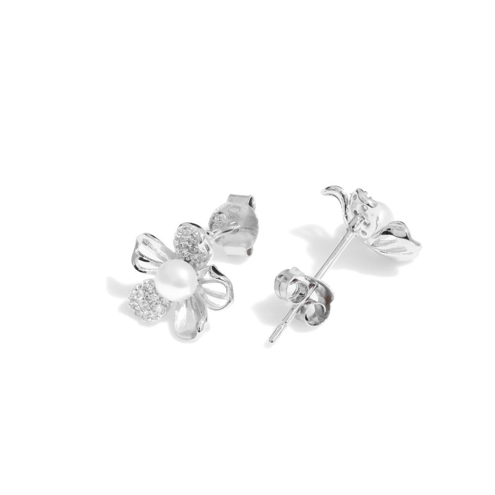 Silver earring, silver earring for woman, Beautiful Silver earring, Oprata earring, flower earring, Nature earring, Pearl earrings