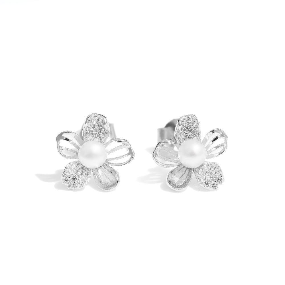 Silver earring, silver earring for woman, Beautiful Silver earring, Oprata earring, flower earring, Nature earring, Pearl earrings