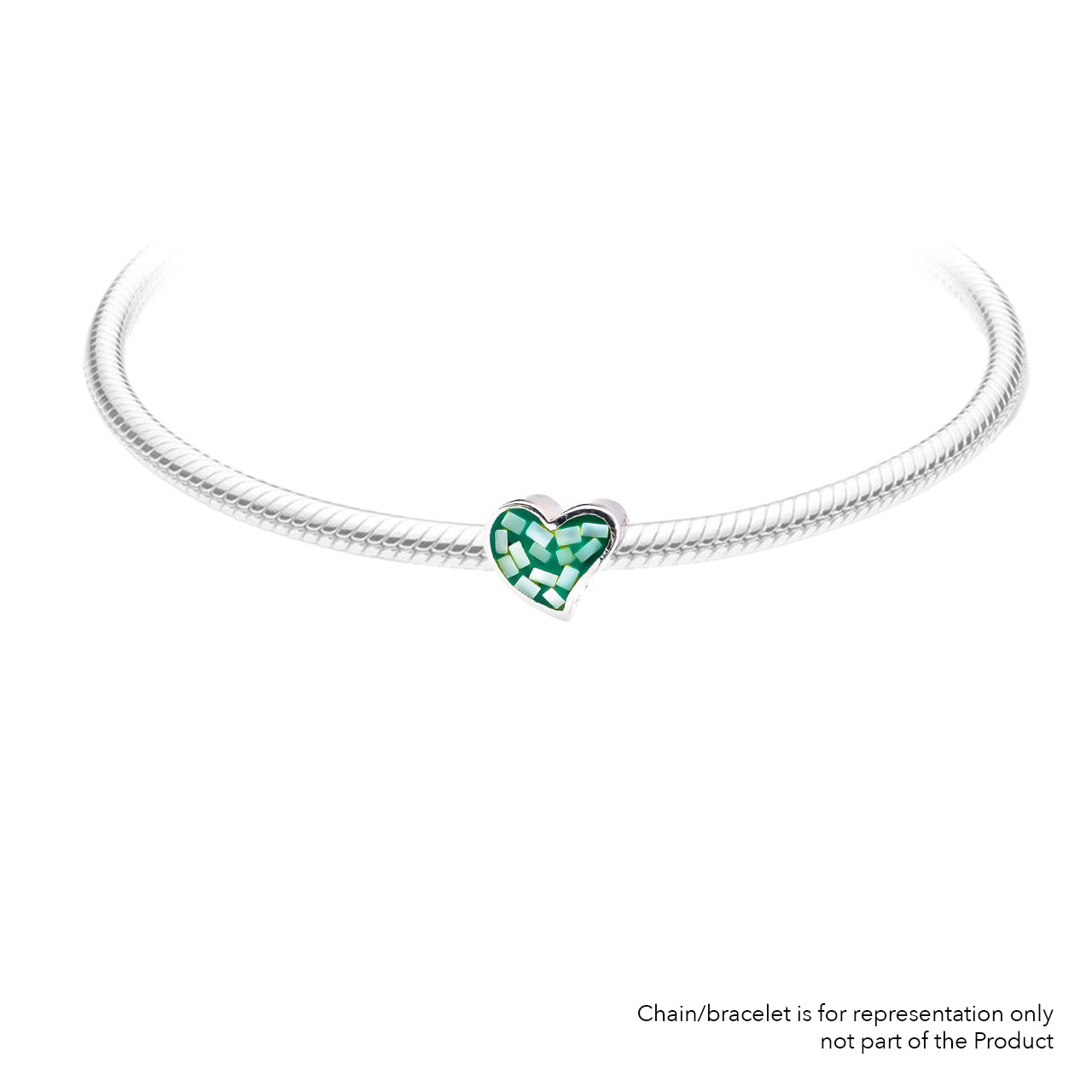 MOP Heart Green | 925 Silver charms for Bracelets / Chain