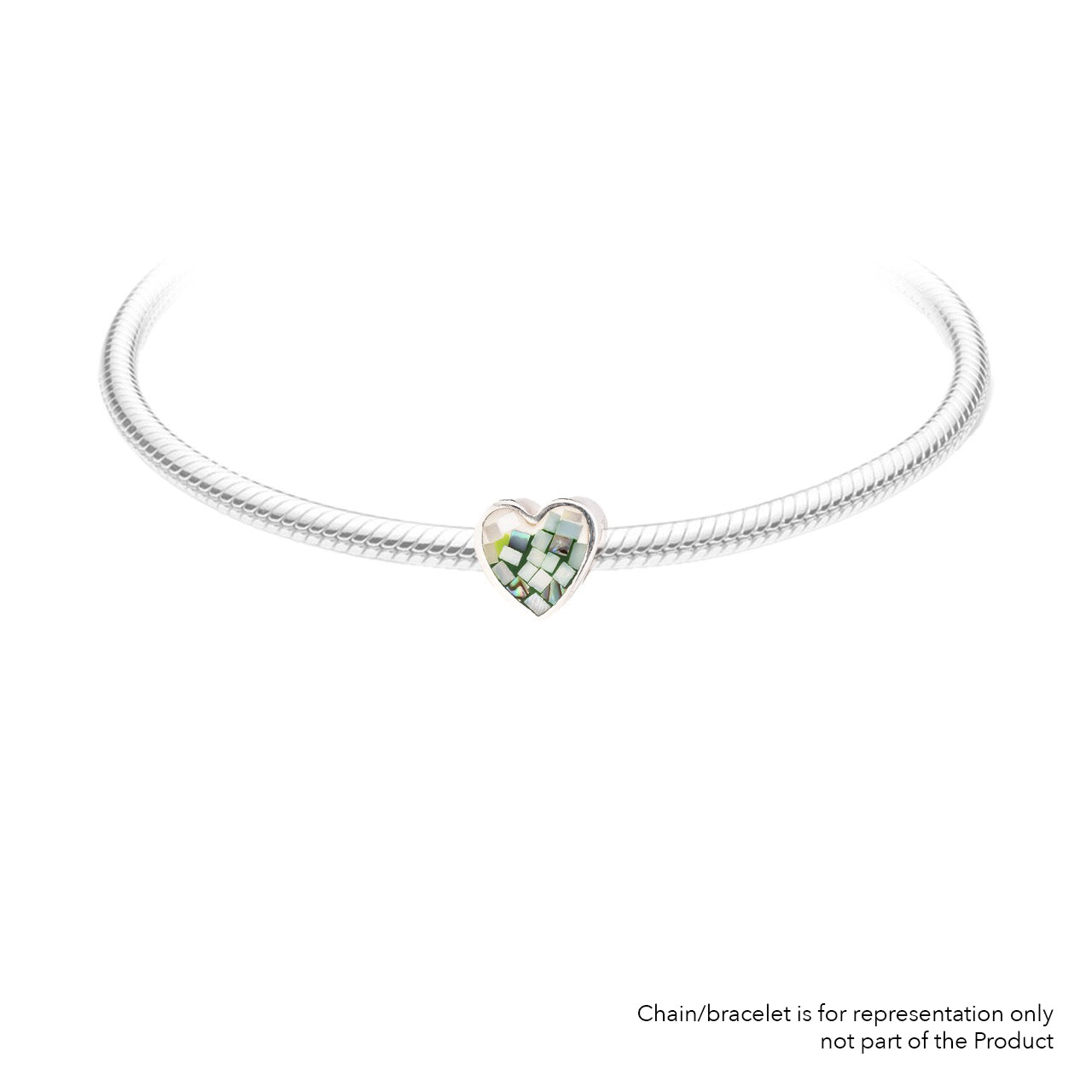 MOP Heart Mix Green | 925 Silver charms for Bracelets / Chain