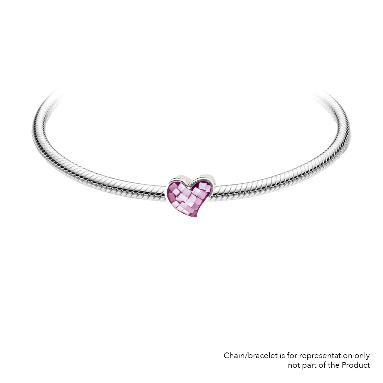 MOP Heart Purple | 925 Silver charms for Bracelets / Chain