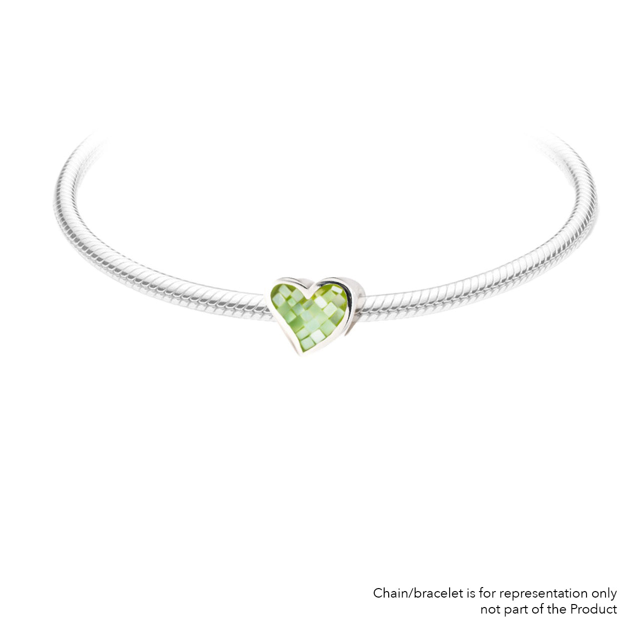 MOP Heart Y Green | 925 Silver charms for Bracelets / Chain