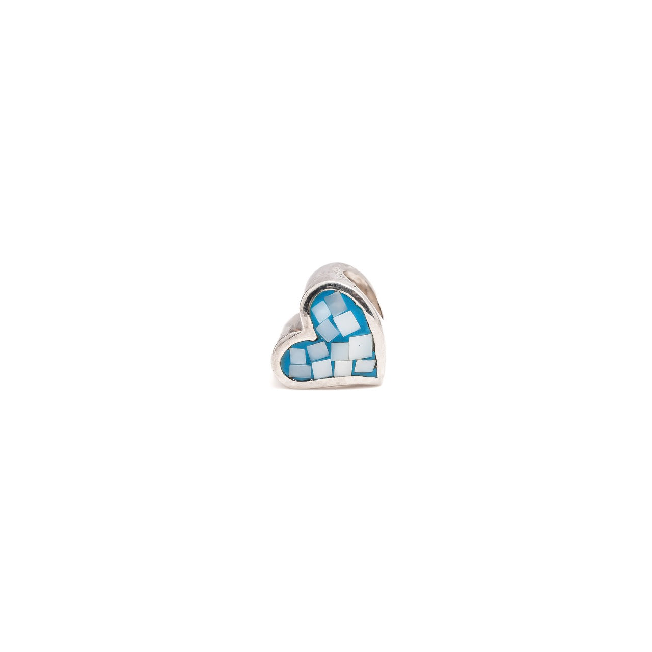 MOP Heart Cyan | 925 Silver charms for Bracelets / Chain