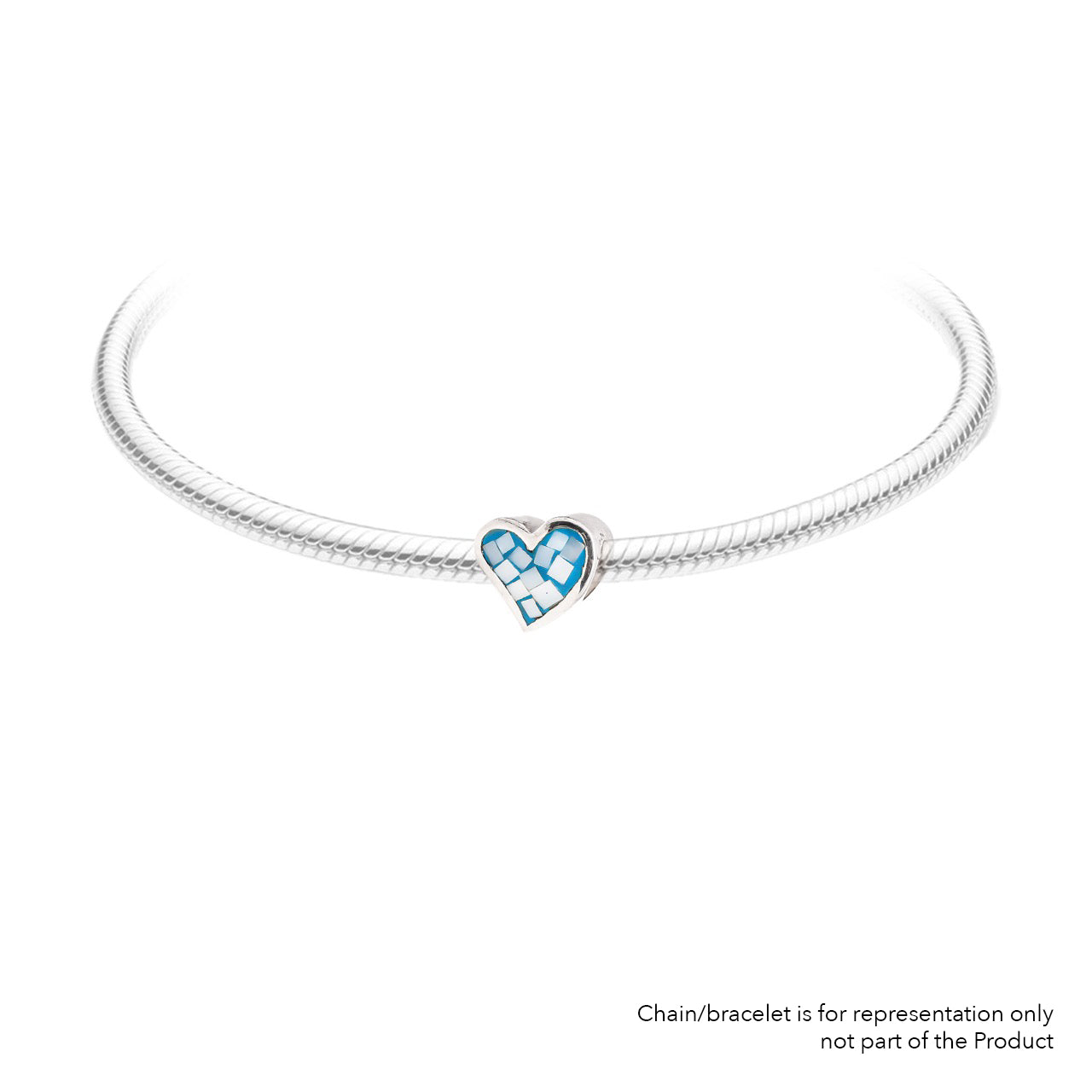 MOP Heart Cyan | 925 Silver charms for Bracelets / Chain