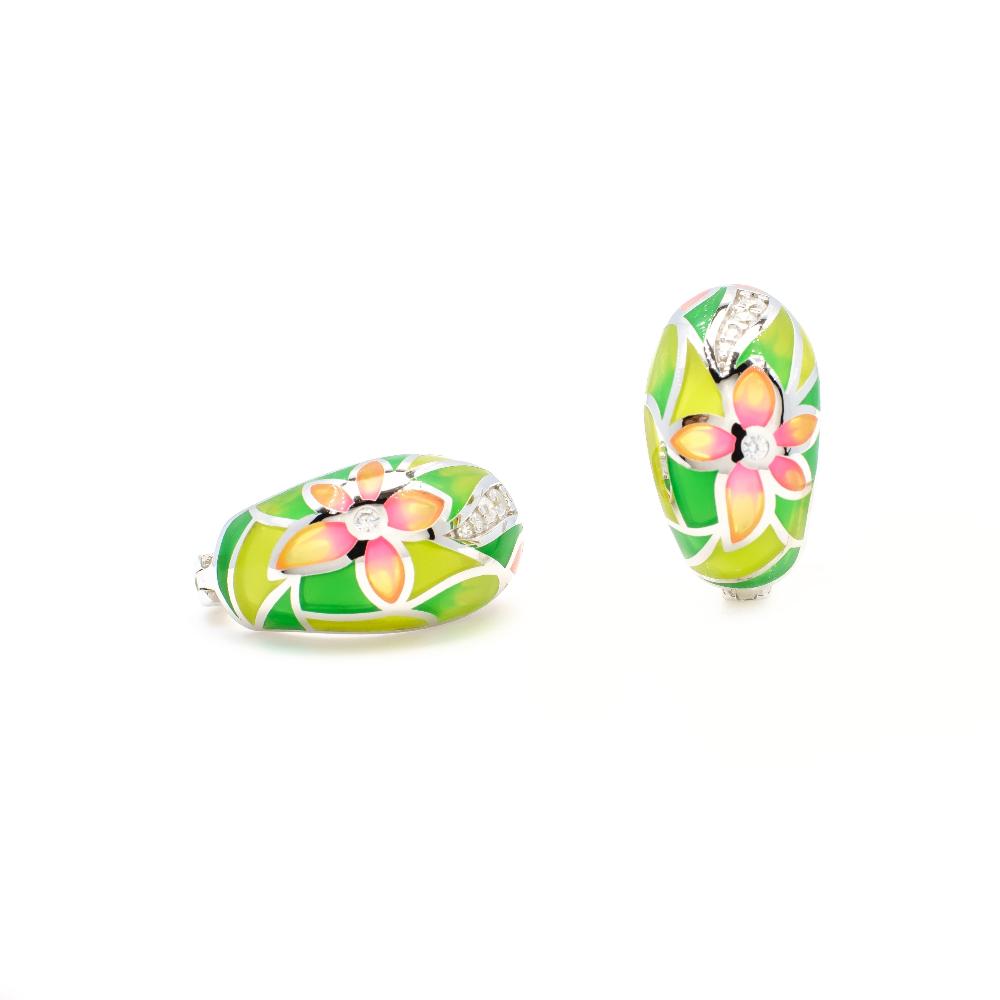 Silver earring, silver earring for women, Beautiful Silver earring, Oprata earrings, colorful hoops, 3d earring