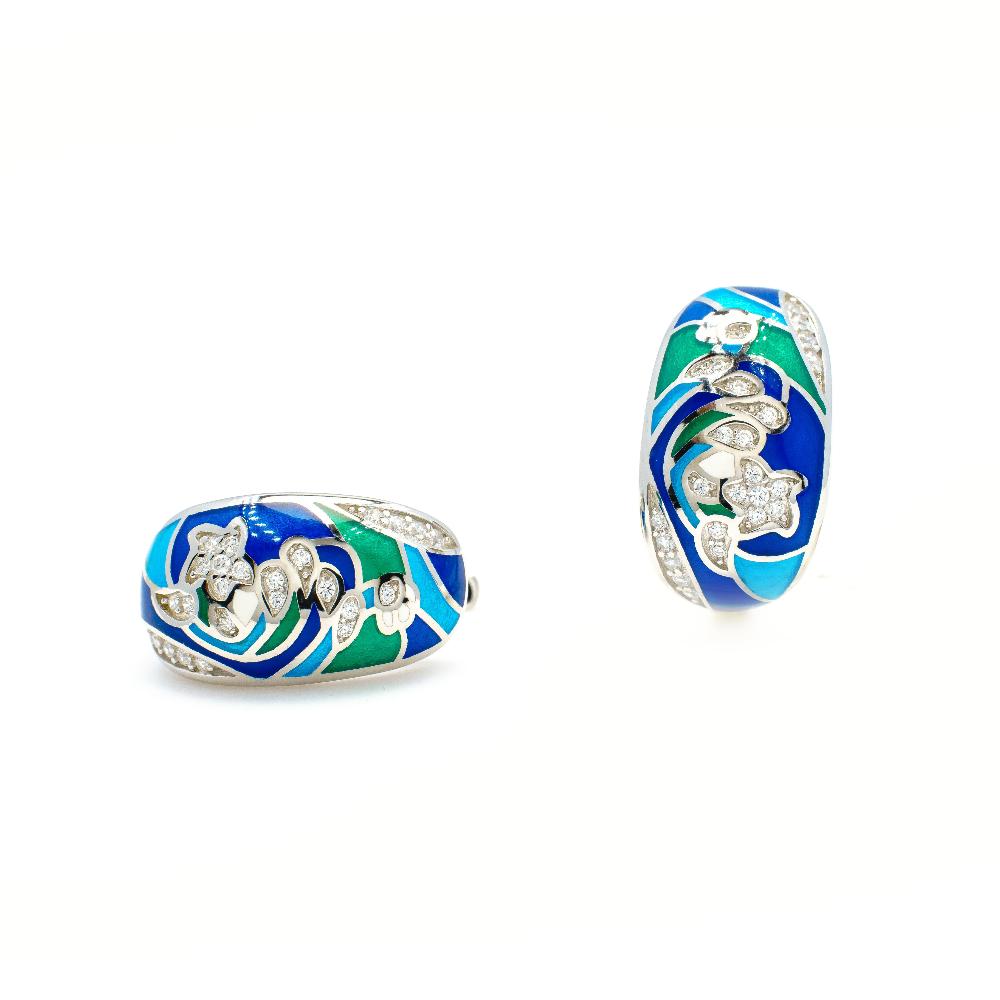 Silver earring, silver earring for women, Beautiful Silver earring, Oprata earrings, colorful hoops, 3d earring