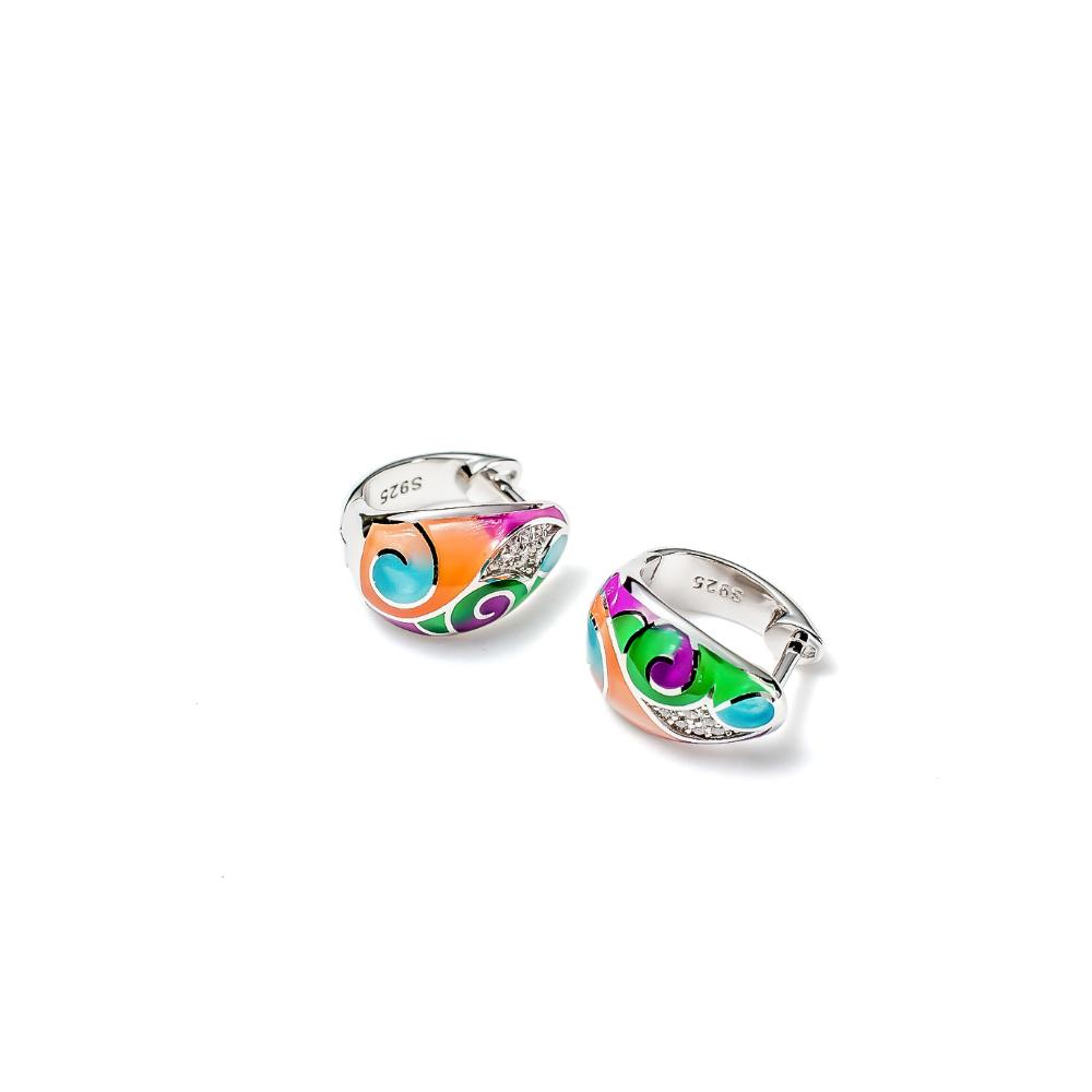 Silver earring, silver earring for women, Beautiful Silver earring, Oprata earrings, colorful hoops, 3d earring