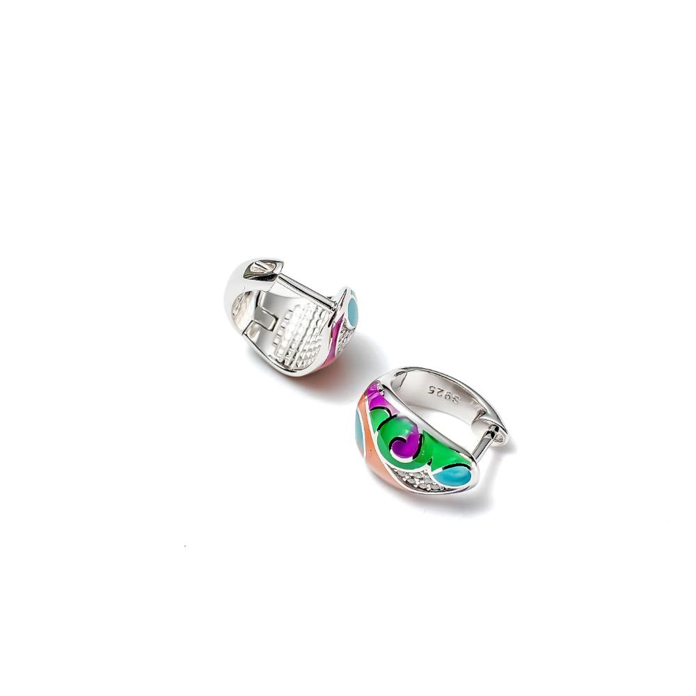 Silver earring, silver earring for women, Beautiful Silver earring, Oprata earrings, colorful hoops, 3d earring