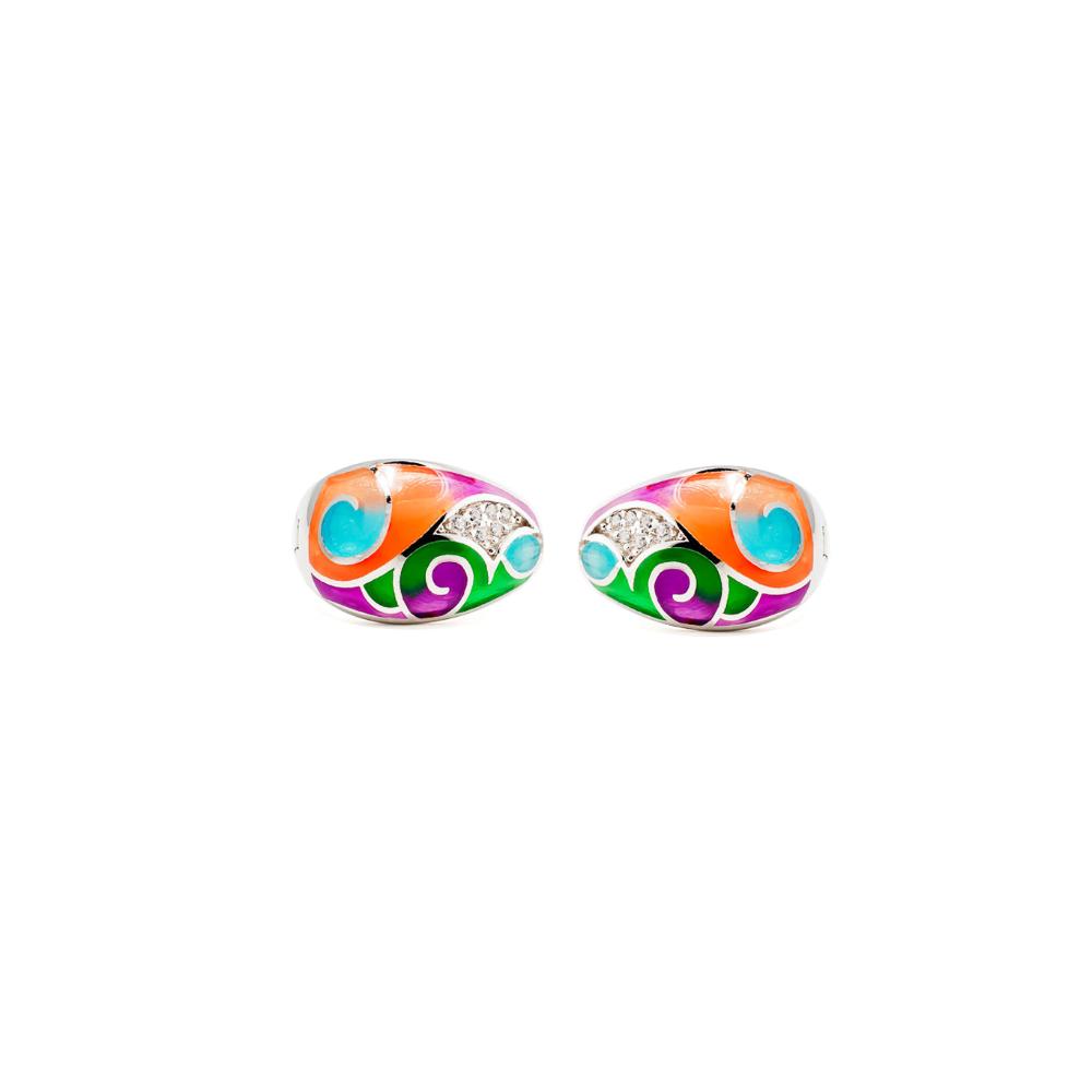 Silver earring, silver earring for women, Beautiful Silver earring, Oprata earrings, colorful hoops, 3d earring