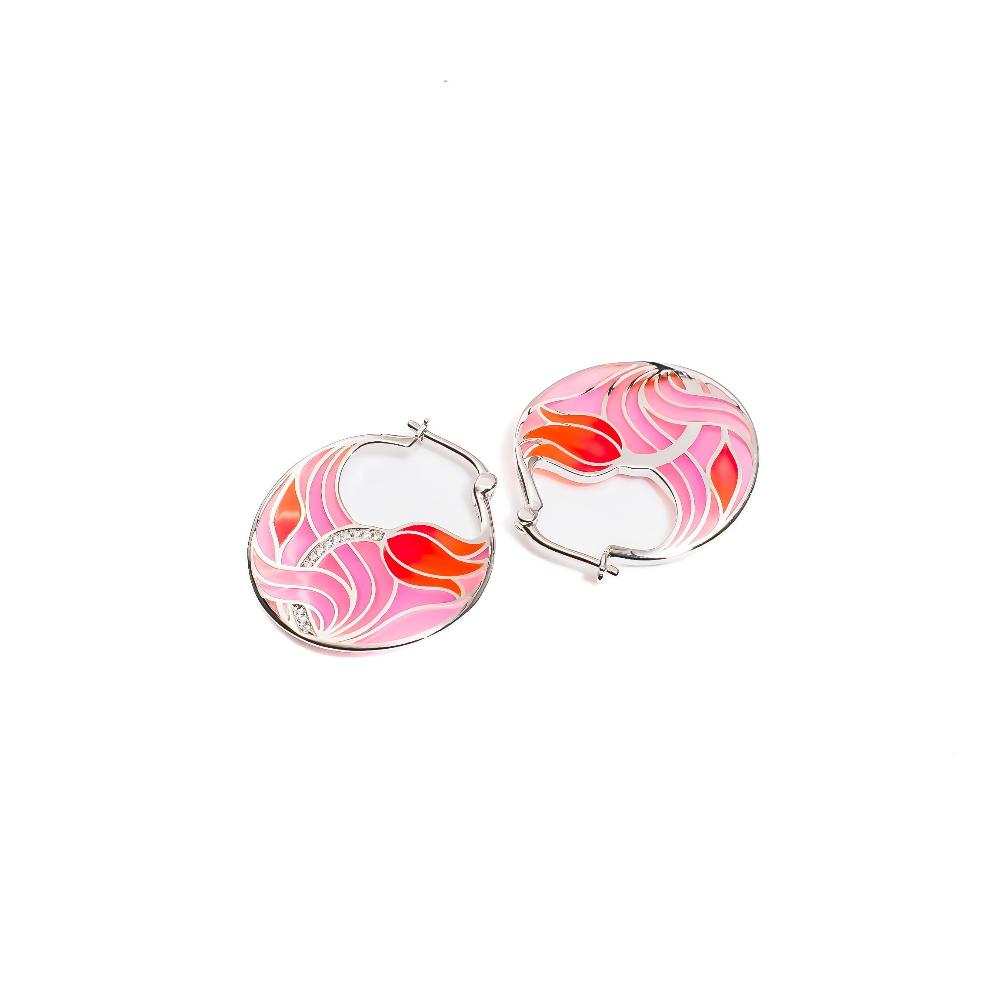 Silver earring, silver earring for women, Beautiful Silver earring, Oprata earrings, colorful hoops, 3d earring