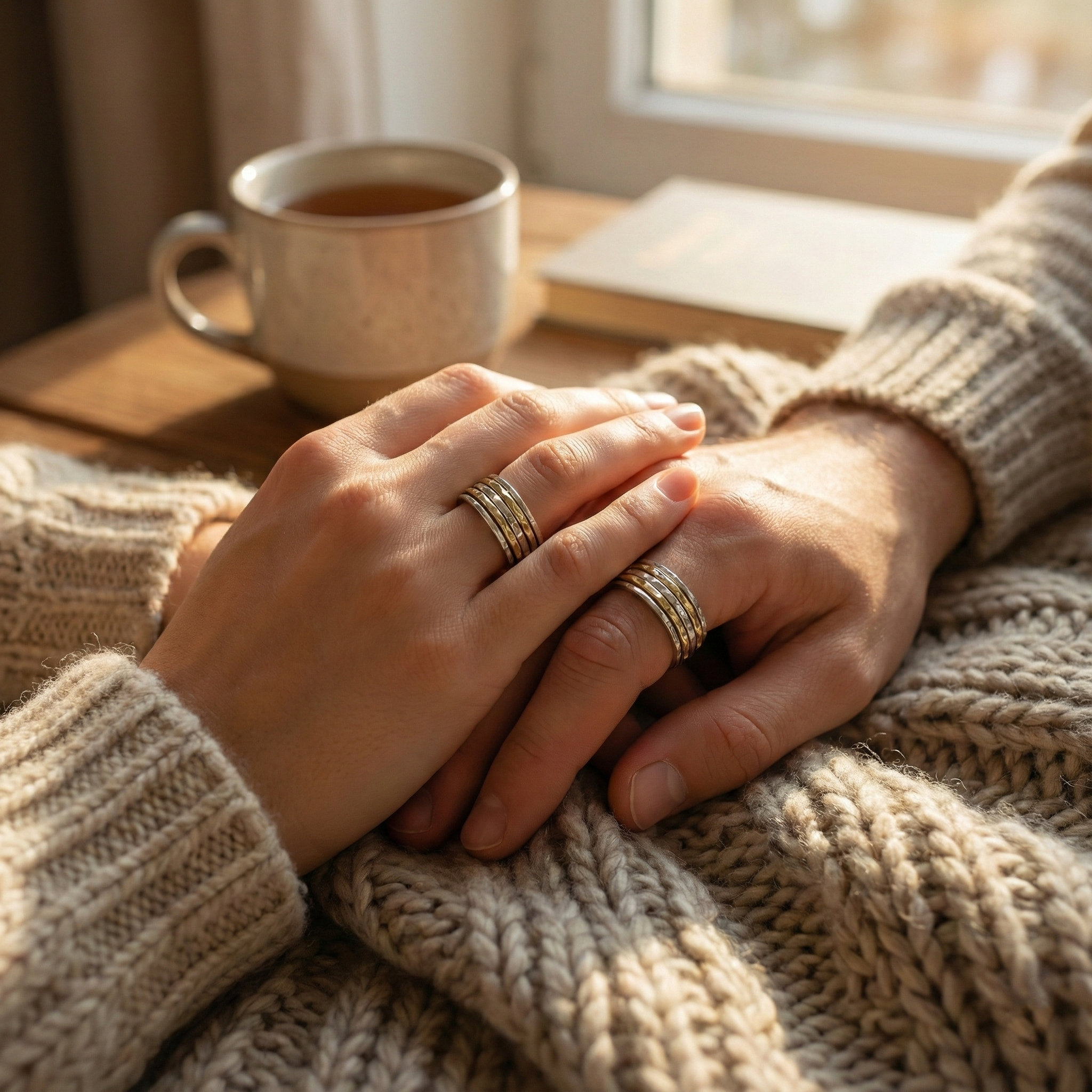 Pentastripe Fluid | 925 Silver Couple Ring